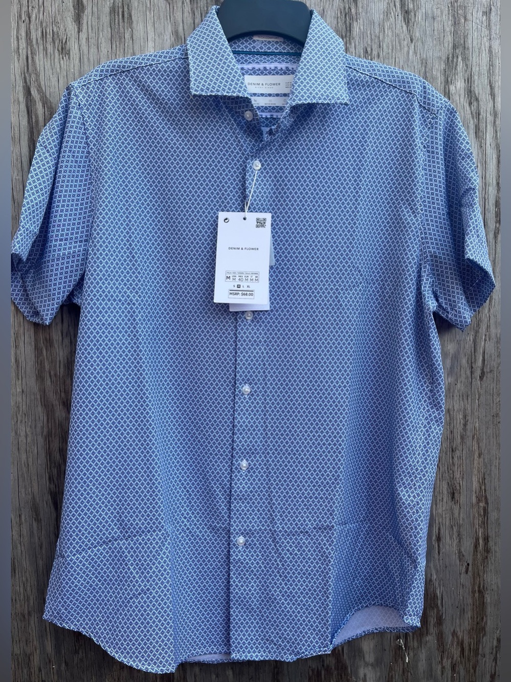 Denim And Flower Ricky Sinh Polo Button Shirt performance tech strech size M new